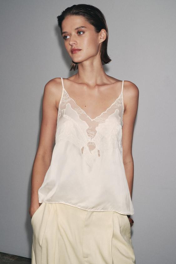 ZW COLLECTION LACE CAMISOLE TOP | Zara UK