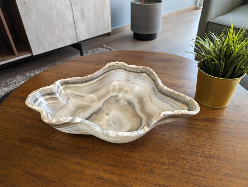 Genuine Handmade Onyx Stone Bowl Inspired by Wabi Sabi, Decorative Table Centerpiece, Coffee Tabl... | Etsy (US)