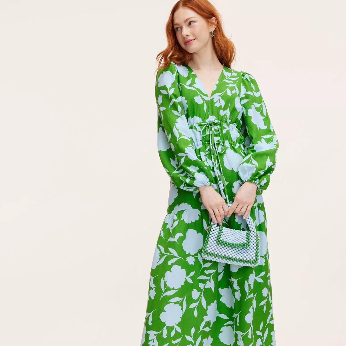 Women's Classic Rose Linen Long Sleeve Maxi Dress - kate spade new york x Target Green/Blue | Target