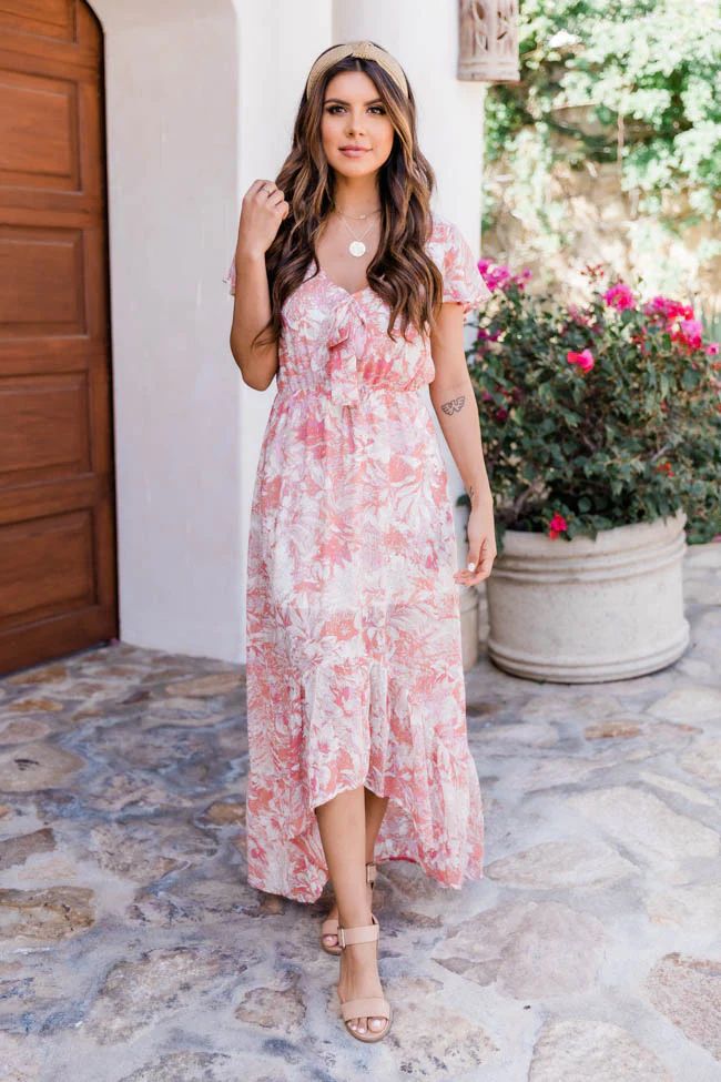 Somebody To Love Orange Floral Maxi Dress | The Pink Lily Boutique