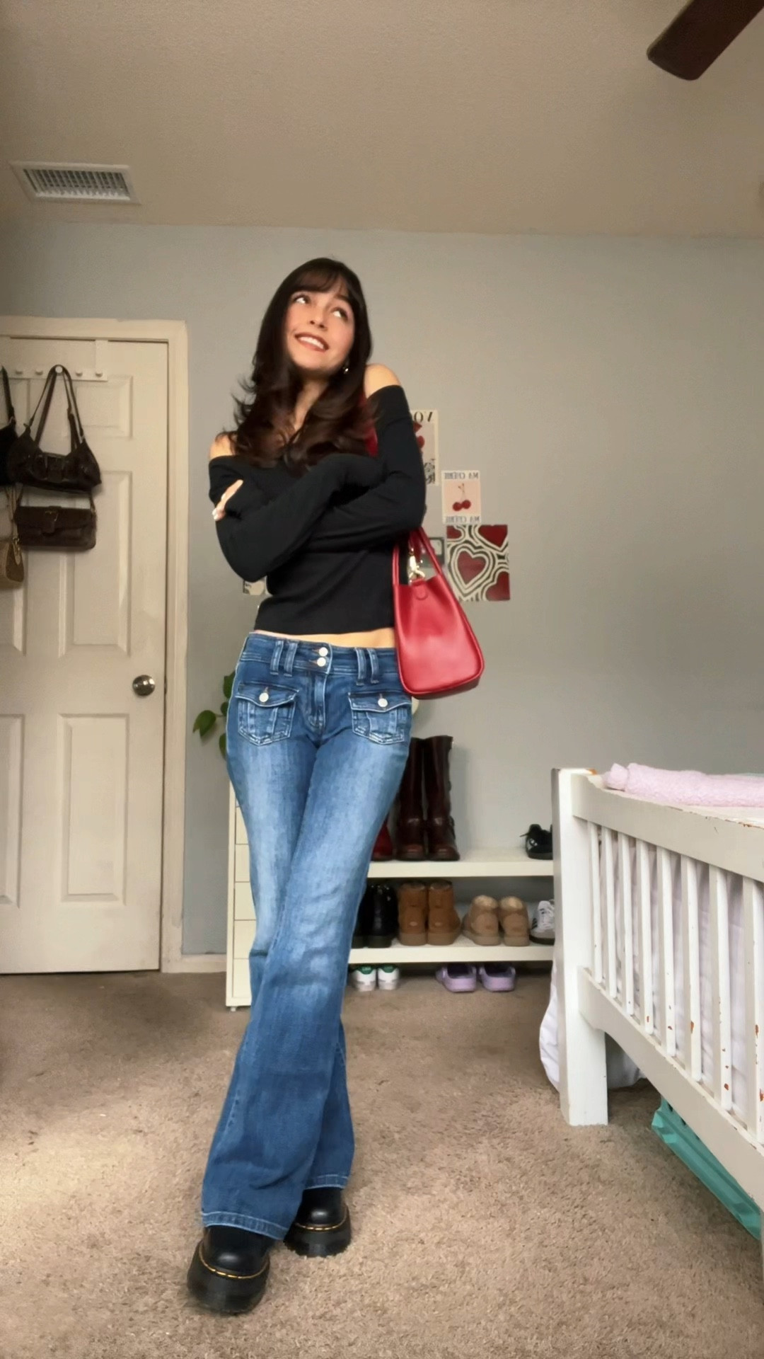 Top is Hollister 
Jeans are Aeropostale 
Shoes are doctor martens 
Purse is Anthropologie 

#LTKSeasonal #LTKPetite #LTKStyleTip