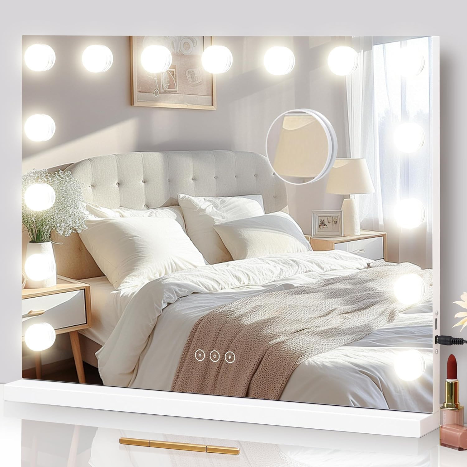Vanity Mirror with Lights Lighted Makeup Mirror with 15 Dimmable LED Bulbs,3 Color Lighting Modes... | Amazon (US)