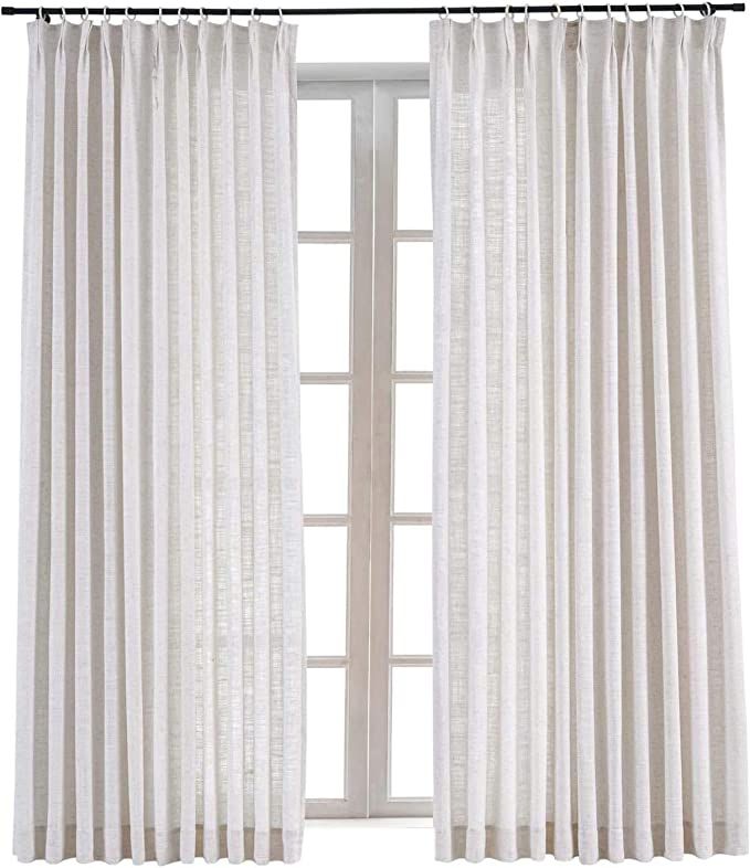 TWOPAGES 84 W x 96 L inch Pinch Pleat Darkening Drapes Faux Linen Curtains Drapery Panel for Livi... | Amazon (US)