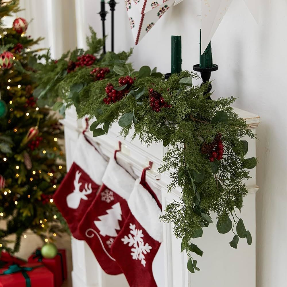 6.3FT Christmas Garland, Anna's Whimsy Seasonal Artificial Pine Cypress Garland Greenery Garland,... | Amazon (US)