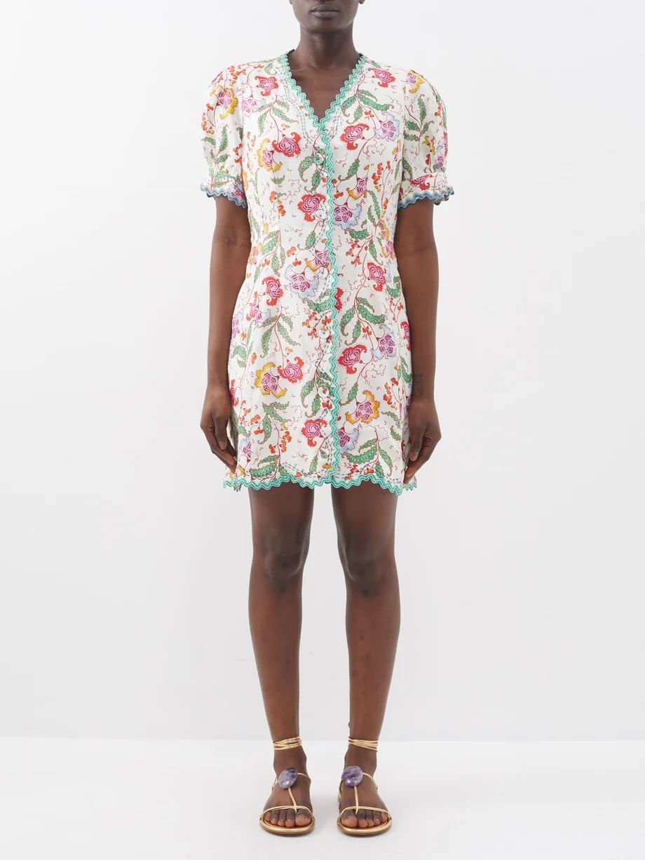 Marlee printed linen mini dress | Saloni | Matches (US)