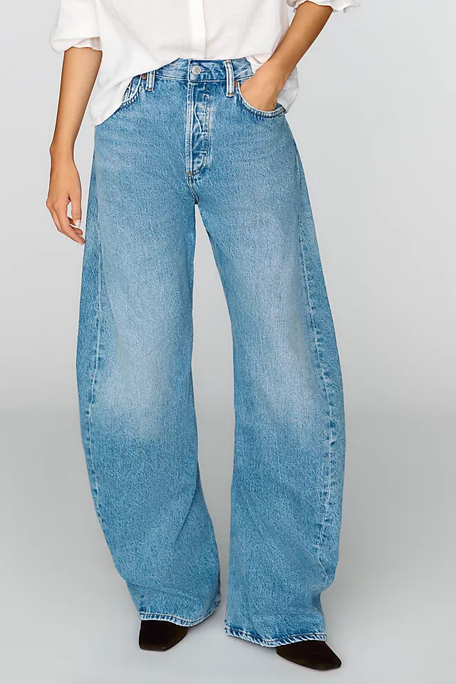 AGOLDE Spiral Mid-Rise Barrel-Leg Jeans | Anthropologie (US)
