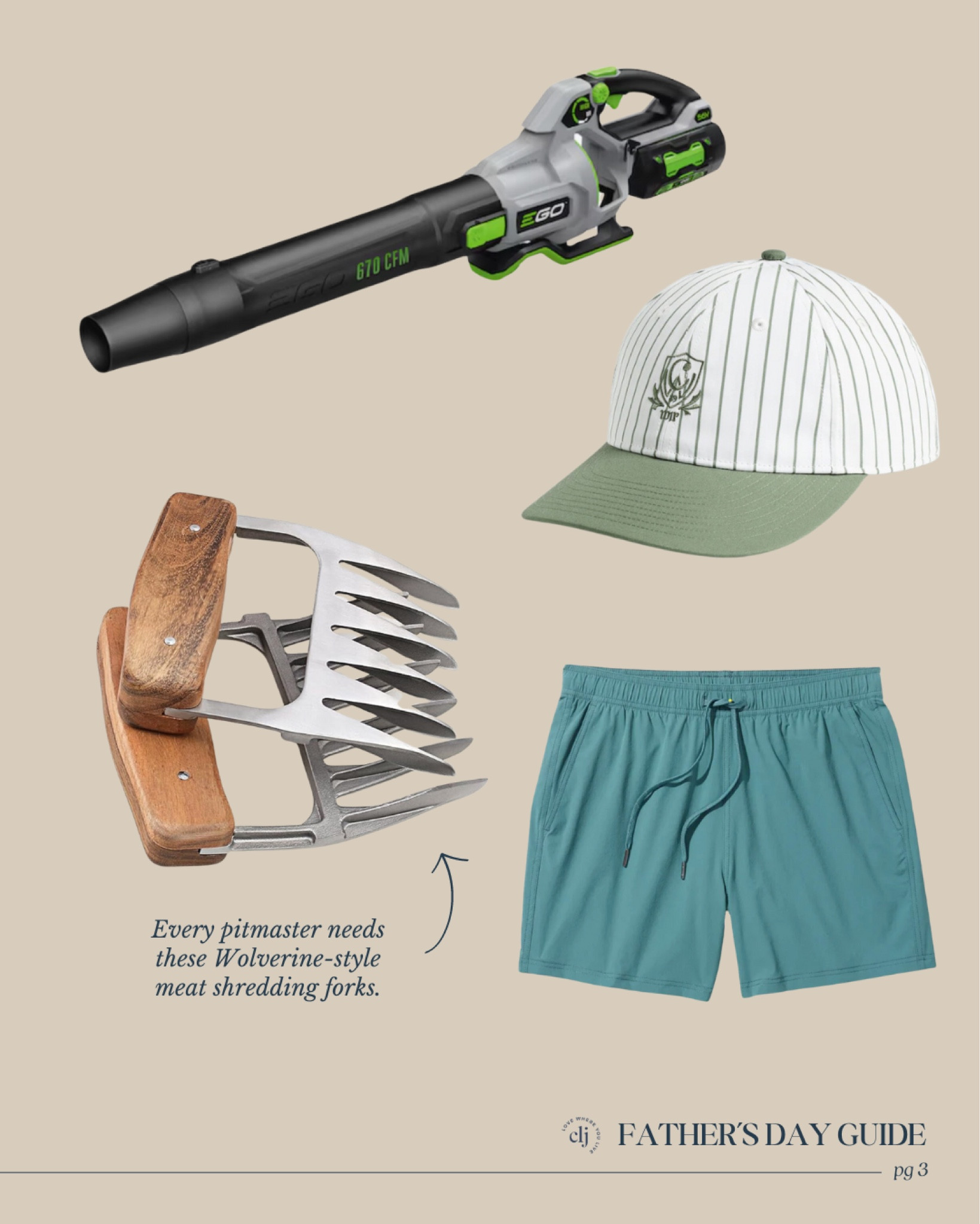 CLJ Father’s Day Gift Guide 2024 - find the full list at ChrisLovesJulia.com 

Leaf blower, baseball cap, men’s swimming trunks, meat shredder claws

#LTKGiftGuide #LTKSwim #LTKMens