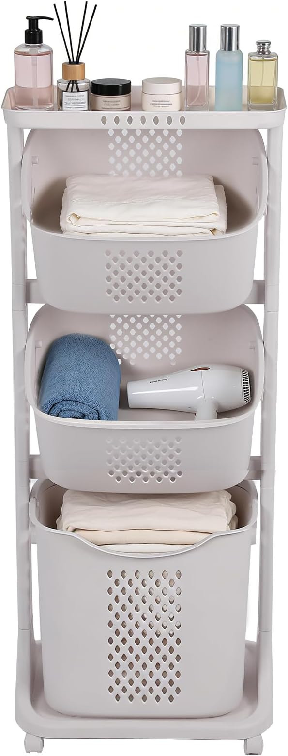 FAHKNS 3-Tier Laundry Sorter Cart with Wheels, Large 75L Capacity Hamper Organizer, Rolling Stora... | Amazon (US)