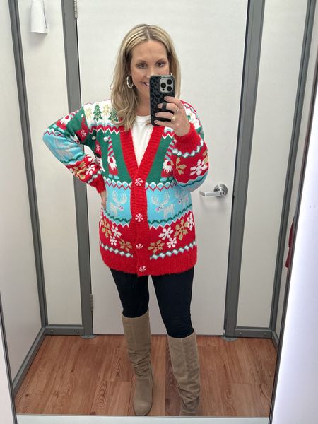 I love these $23 “ugly” Christmas sweaters from Walmart!! They come in 5 styles—2 are cardigans and 3 are crewnecks. I’m wearing a size small at 35 weeks pregnant!! 

Holiday outfits, holiday style, Christmas sweater, Walmart style 

#LTKHoliday #LTKSeasonal #LTKbump