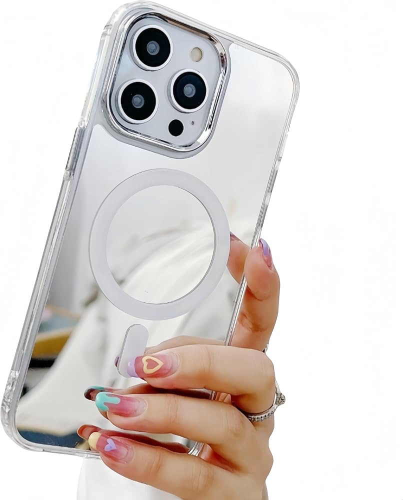 Mirror Case for iPhone 15 Pro Max [Compatible with MagSafe] Cute Glass Glossy Mirror Back Case fo... | Amazon (US)