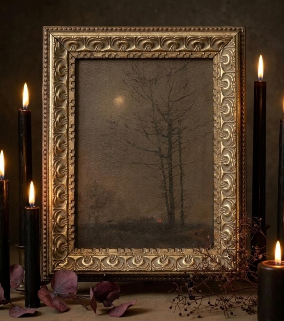 Bring a moody autumn elegance into your home with this vintage-inspired framed tree landscape art. The ornate gold frame creates such a rich, timeless look for atmospheric seasonal styling. #FallDecor #MoodyArt #VintageInspo #FramedArt

#LTKSeasonal #LTKHome