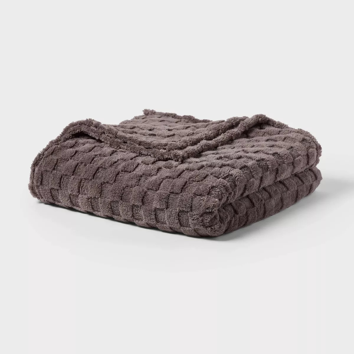 Twin/Twin Extra Long Checkered Jacquard Plush Blanket Gray - Room Essentials™ | Target