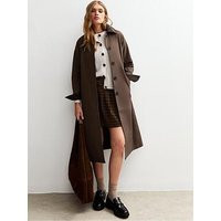 New Look Dark Brown Contrast Collar Trench Coat | Very (UK)