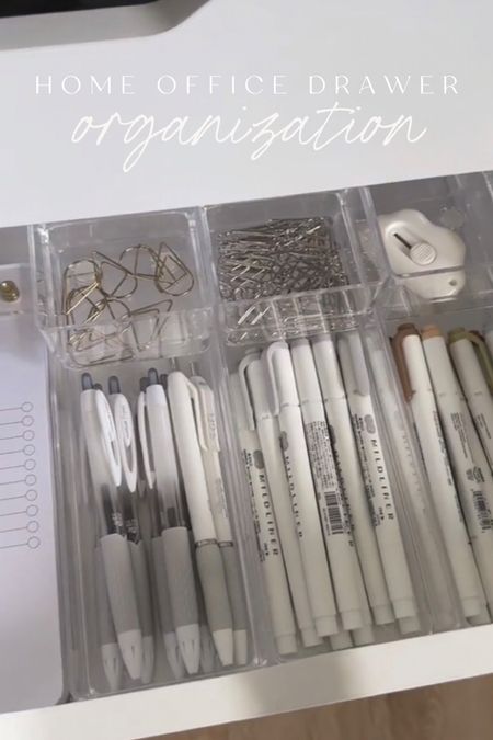 Home office organization 🤍 Just set up my new storage organizer for my office. And organized my office must haves with clear acrylic organizers. 

#LTKunder100 #LTKhome #LTKunder50