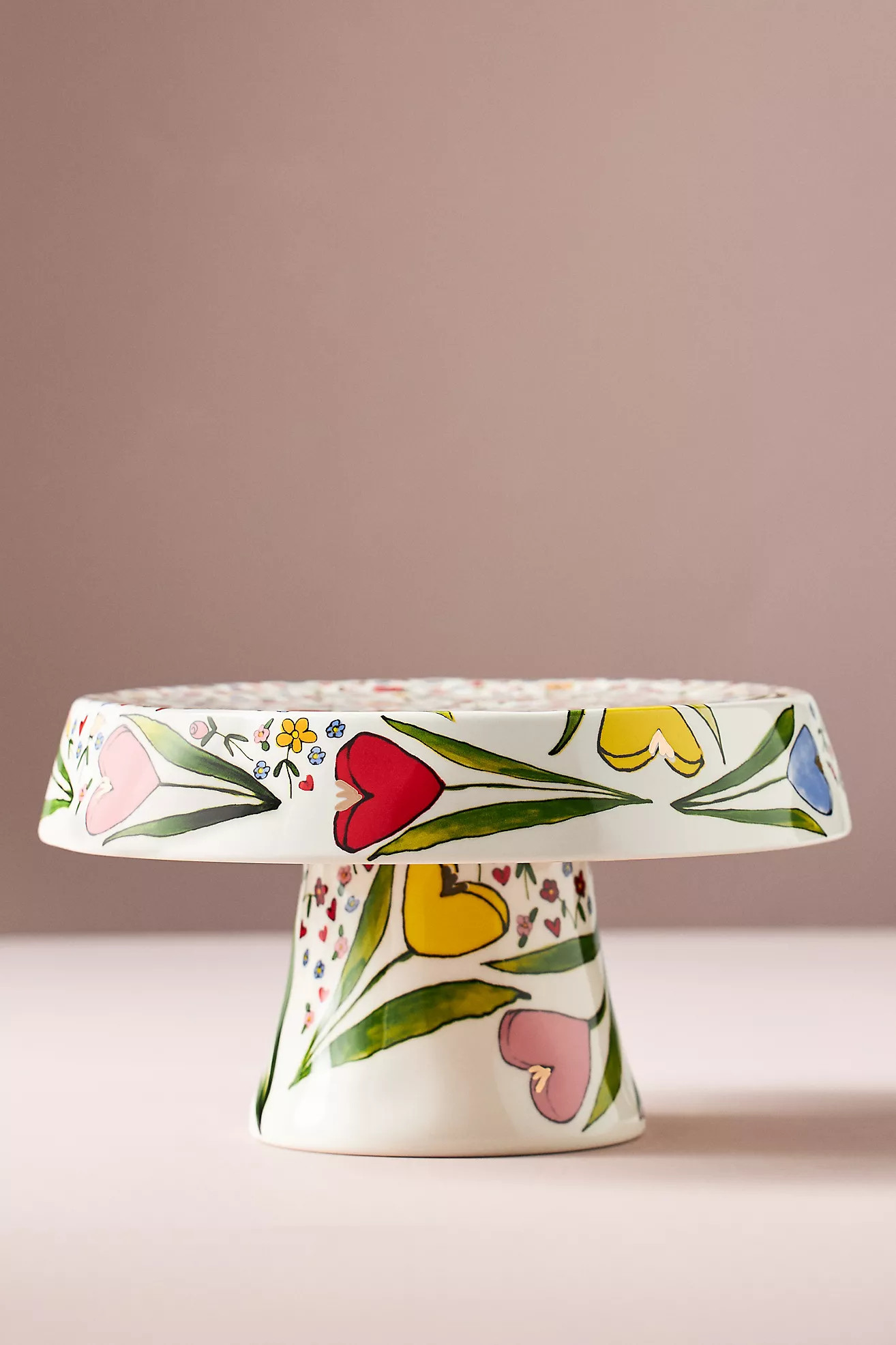 The Mud Fairy Blooming Hearts Stoneware Cake Stand | Anthropologie (US)