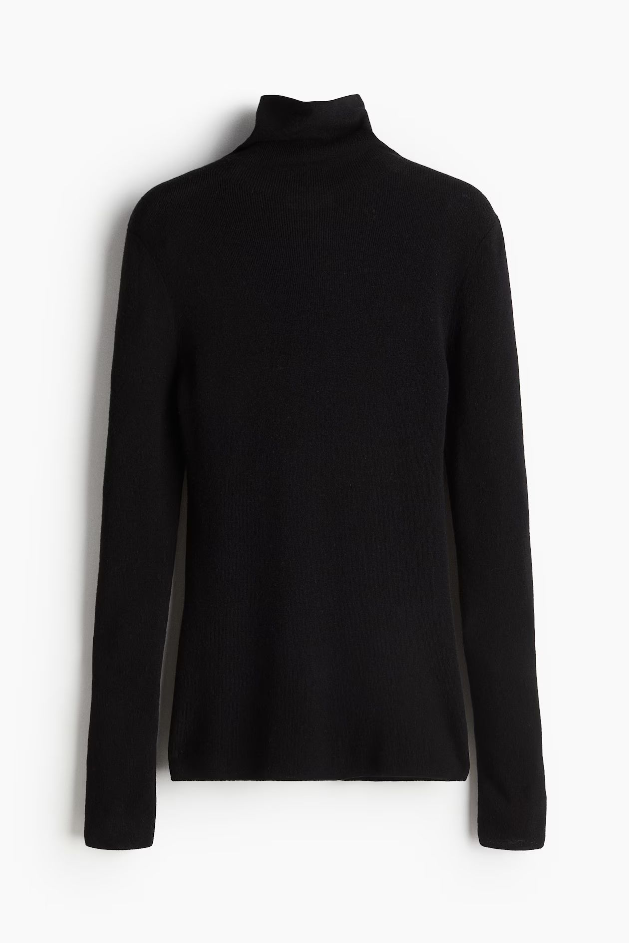 Cashmere-blend polo-neck jumper - Polo-neck - Extra long sleeve - Black - Ladies | H&M GB | H&M (UK, MY, IN, SG, PH, TW, HK)