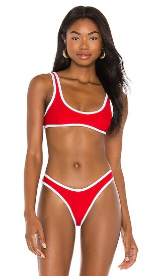 90's Duo Crop Bikini Top in Red & White Contrast | Revolve Clothing (Global)