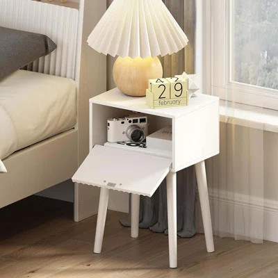 Nightstands Set Of 2, Small Side Table, Bedside Table With Fluted Door, Solid Wood Feet; Modern Mid-Century End Table For Bedroom, Small Space (White) | Wayfair North America