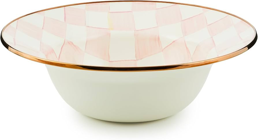 MACKENZIE-CHILDS Enamel Serving Bowl, Serveware and Kitchen Decor, 40-Ounce Capacity, Pink-and-Wh... | Amazon (US)