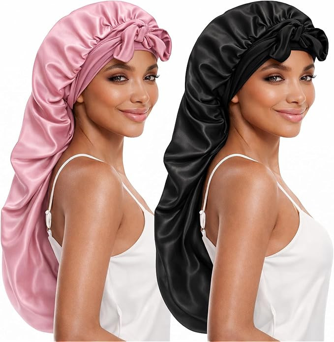 Silk Long Bonnet for Braids & Curly Hair, Silk Satin Bonnet for Sleeping, Extra Large Bonnets for... | Amazon (US)