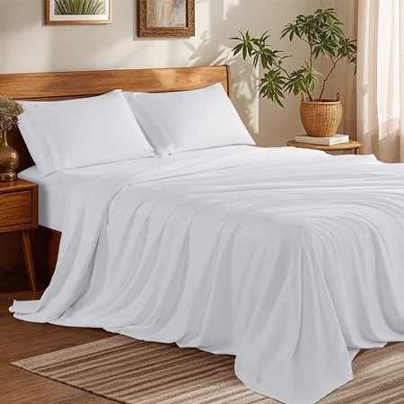 SONORO KATE Bed Sheets Set, 1800 Series Microfiber Deep Pocket 4 Pieces Luxury Soft Sheet Set, Queen, White | Walmart (US)