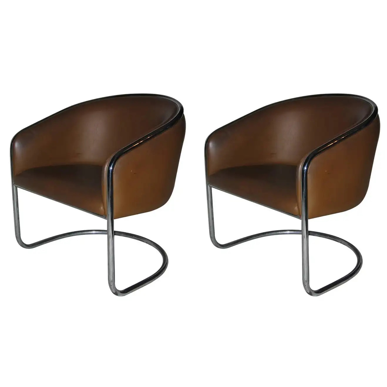 Pair of Club Tub Lounge Chairs by Joan Burgasser/Anton Lorenz for Thonet | 1stDibs