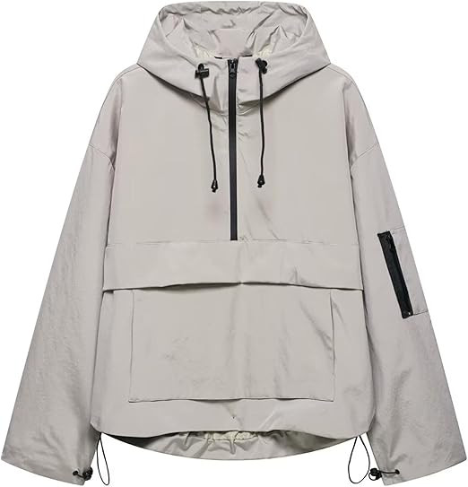 Xunger Women's Oversized Hoodie Jacket Long Sleeve Street Fashion Sweatshirt Casual Pullover with... | Amazon (US)