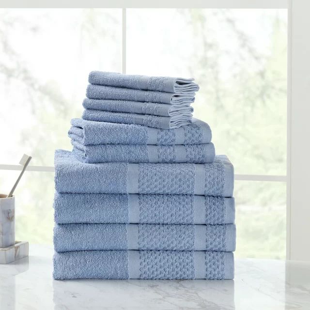 Mainstays 10 Piece Bath Towel Set with Upgraded Softness & Durability, Office Blue | Walmart (US)