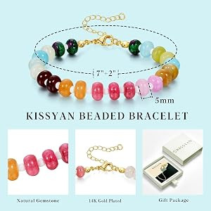 KissYan Beaded Bracelets for Women, Colorful Gemstone Boho Bead Bracelet for Beach, Natural Stone... | Amazon (US)