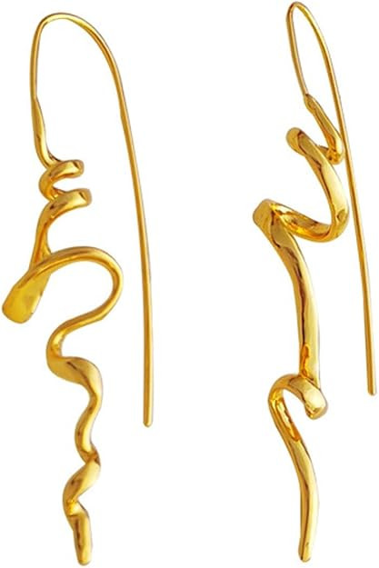 Silver Gold Earrings for Women Trendy Spiral Threader Earrings Silver Dangle Drop Earrings Hypoal... | Amazon (US)