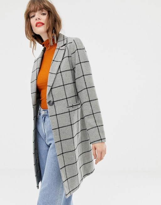 New Look Grid Check Coat | ASOS US