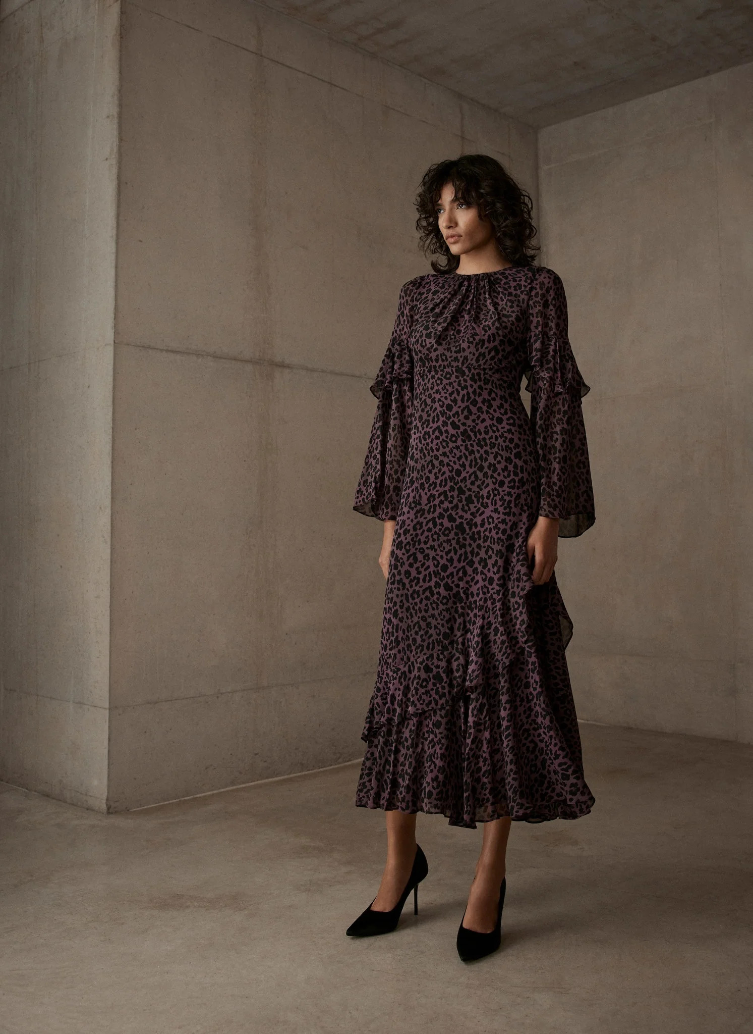 Burgundy Animal Print Maxi Dress | Mint Velvet