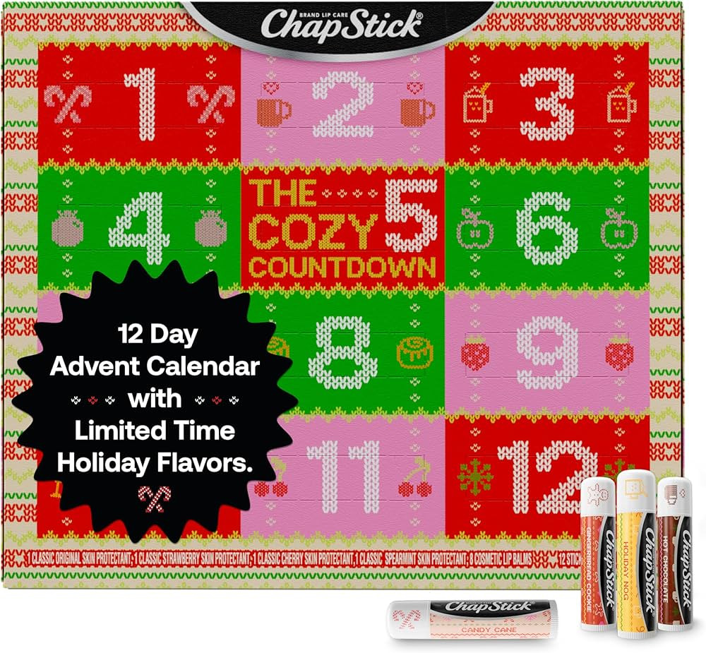 ChapStick Advent Calendar 2025 – Cozy Countdown to Christmas, Variety 12-Pack Lip Balm Gift Set... | Amazon (US)