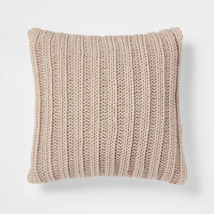 Oversized Chunky Rib Knit with Linen Reverse Throw Pillow - Threshold™ | Target