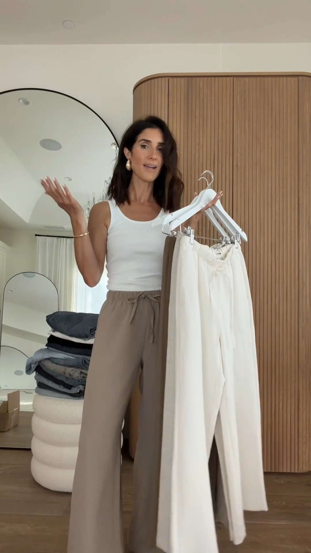 Styling the viral @Aritzia pants! I’m just shy of 5-7” wearing the size SMALL REGULAR pants in the color nomad taupe , small sweater and XS tank top. #stylinbyaylin #summeroutfit #basic 

 #LTKgrwm #LTKootd #LTKSeasonal