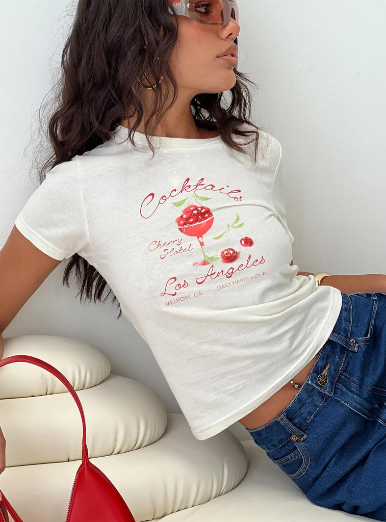 Cherry Cocktails Tee Cream | Princess Polly US