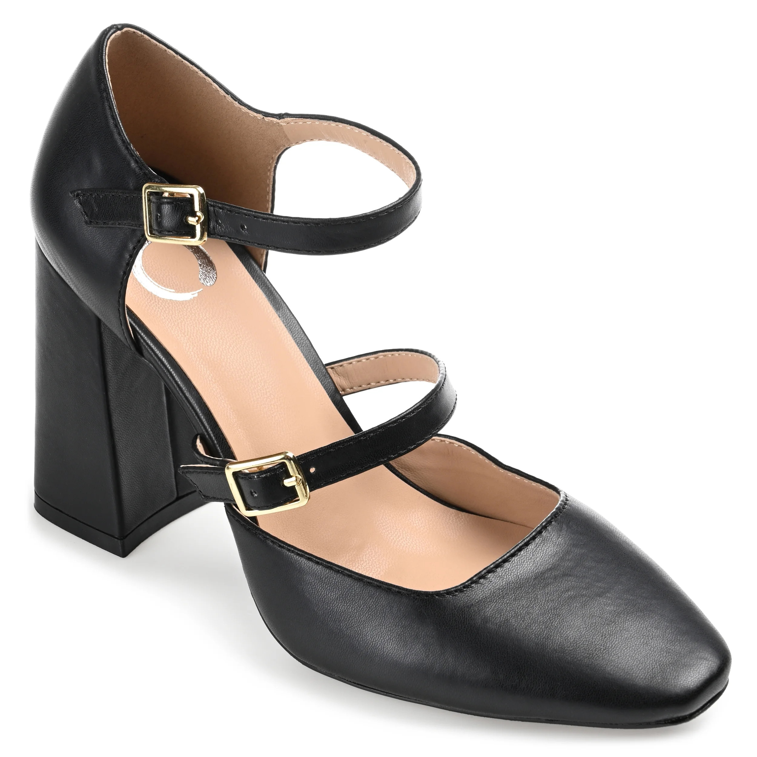 Journee Collection Womens Isadorah Mary Jane Mid Block Heel Square Toe Pumps | Walmart (US)