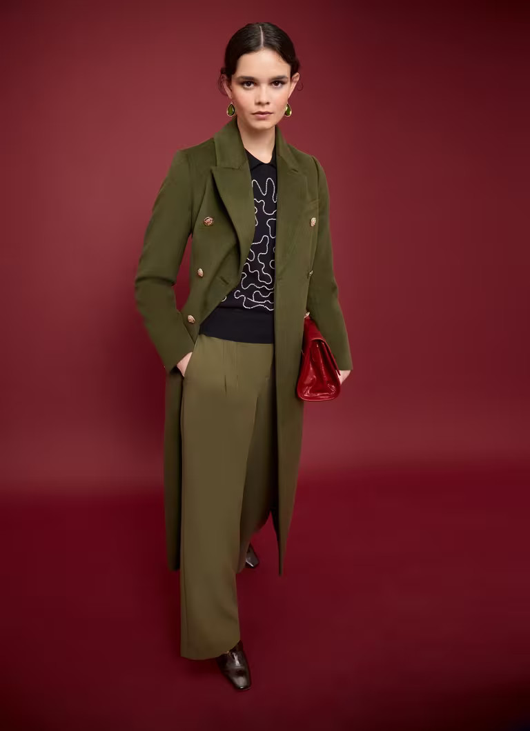Natalia Green Wool Fitted Double Breasted Coat | L.K. Bennett (UK)