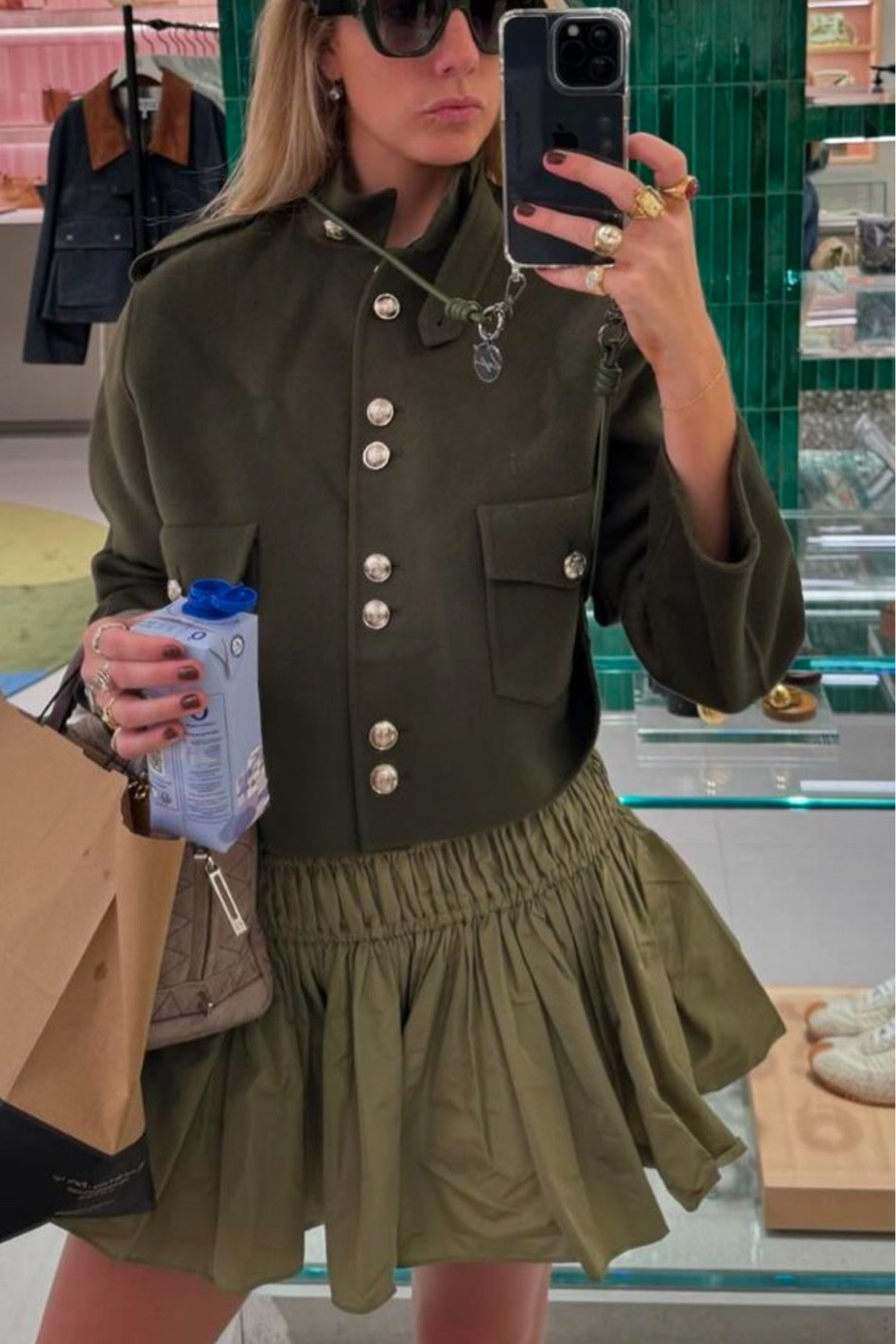 Khaki skirt and jacket 