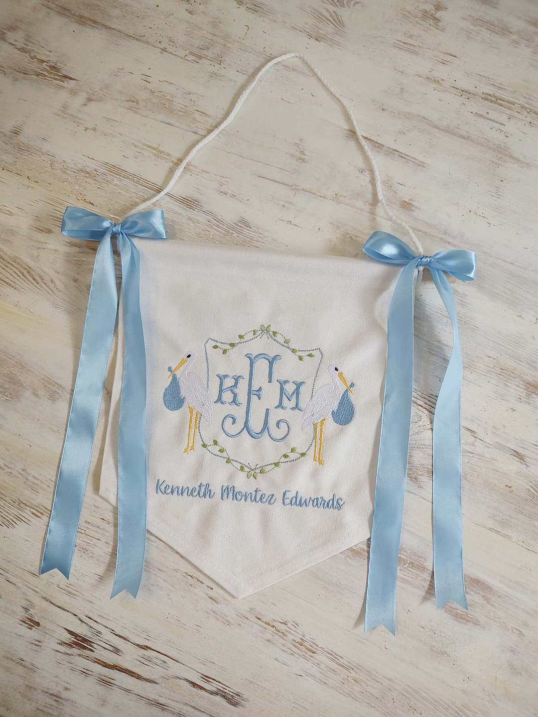Baby Announcement Banner Nursery Decor Stork Embroidery New - Etsy | Etsy (US)