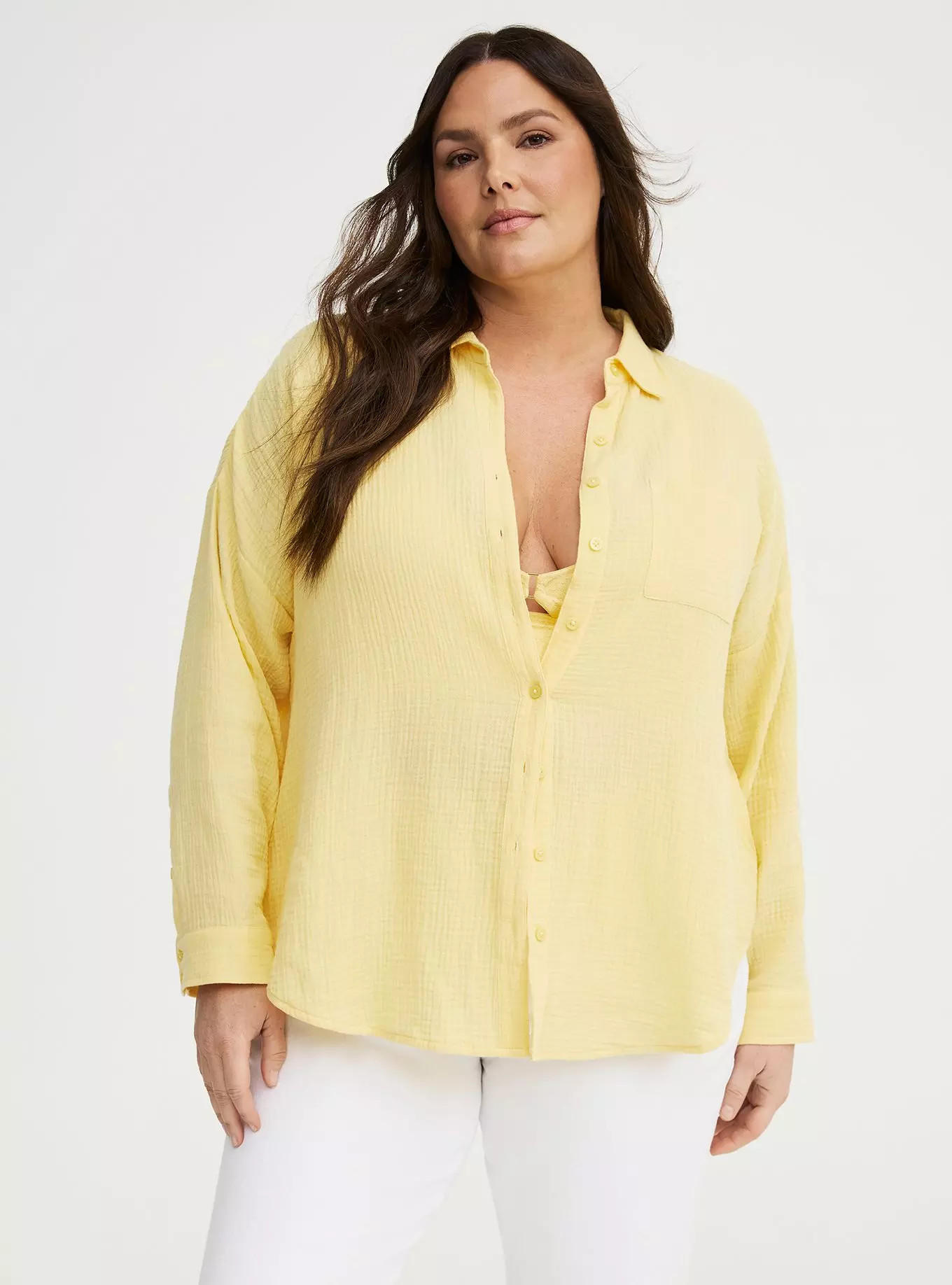 Cotton Gauze Drop Shoulder Shirt | Torrid (US & Canada)