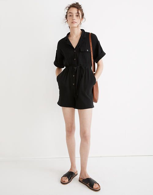 Lightspun Belted Safari Romper | Madewell