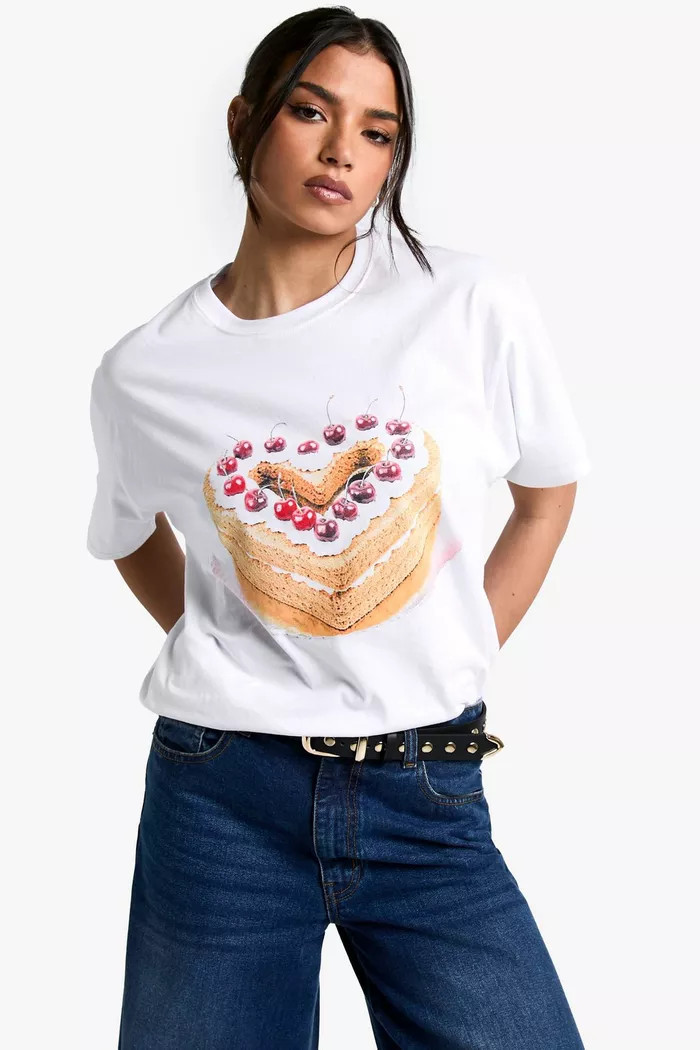 Cherry Cake Oversized T-shirt | Boohoo.com (UK & IE)