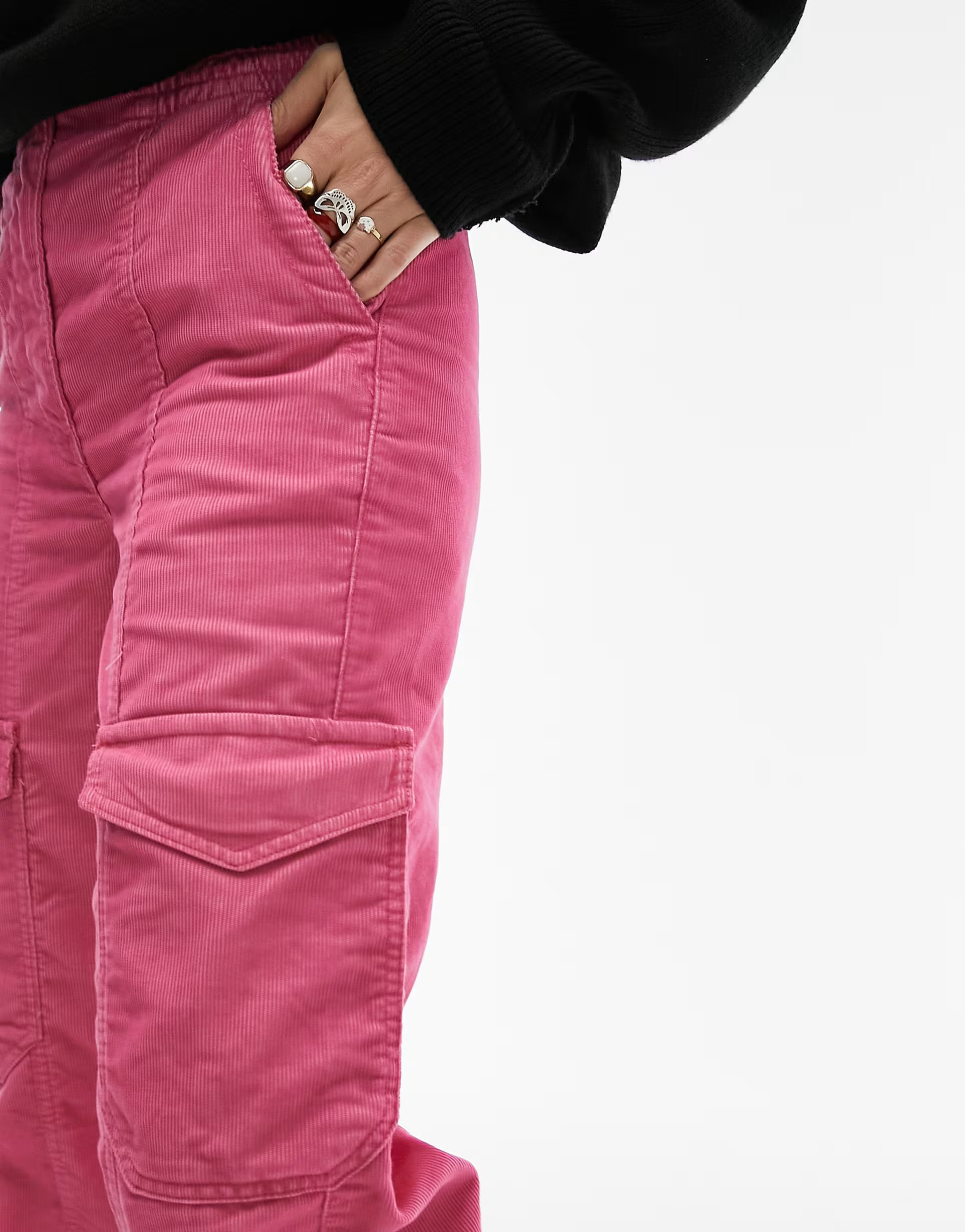 Topshop cord utility straight leg trouser in pink | ASOS (Global)