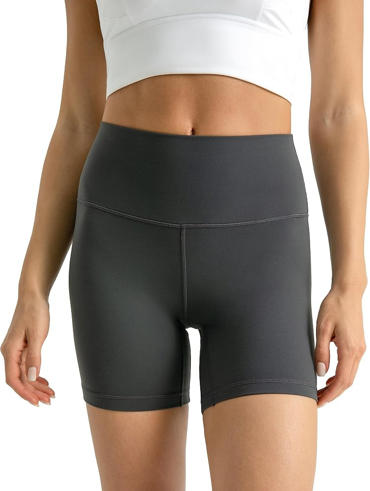 Colorfulkoala Women's Dreamlux High Waisted Yoga Shorts 6" Inseam Workout Tights | Amazon (US)