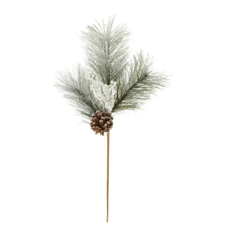 Brown and Green Berries and Pinecone Decorative Christmas Pick, 18 in, by Holiday Time | Walmart (US)