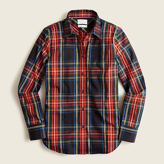 Slim-fit stretch cotton poplin shirt in Stewart tartan | J. Crew US