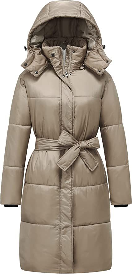 GGleaf Women's Winter Coat Down Alternative Warm Long Puffer Coat Thicken Snow Outwear with Detac... | Amazon (US)