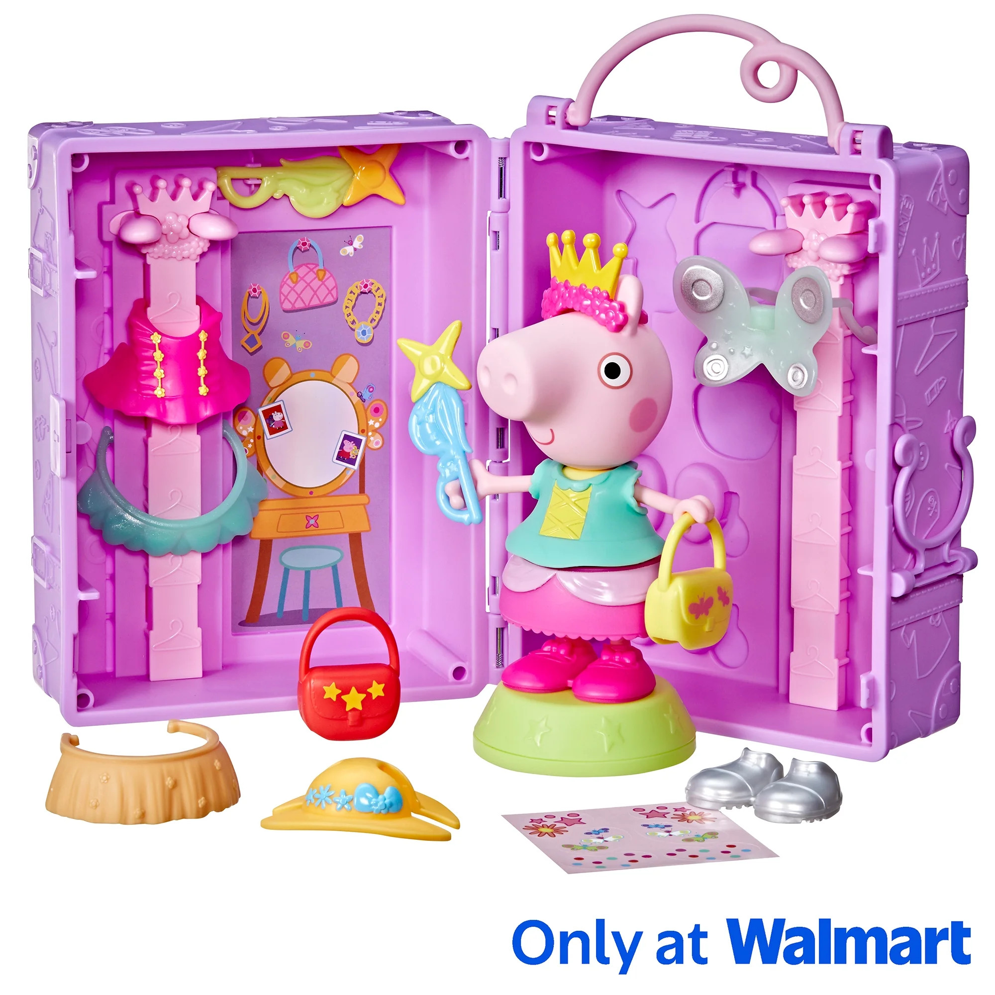 Peppa Pig Dress-Up Wardrobe Playset with 6-Inch Doll and 14 Accessories for Preschool Kids | Walmart (US)