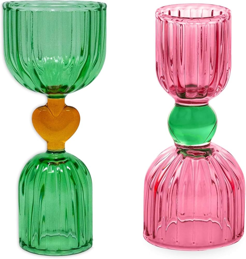 ban.do Tipsy Turvy Pink Glass Cocktail Measuring Double Jigger Shot Glass Bundle with Green Glass... | Amazon (US)